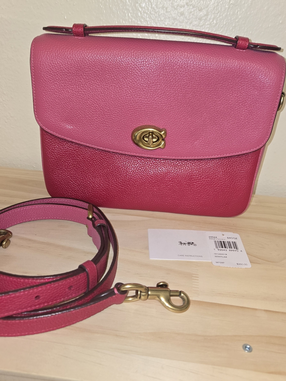 Coach Cassie Pink Bright Cherry Multi Colorblock